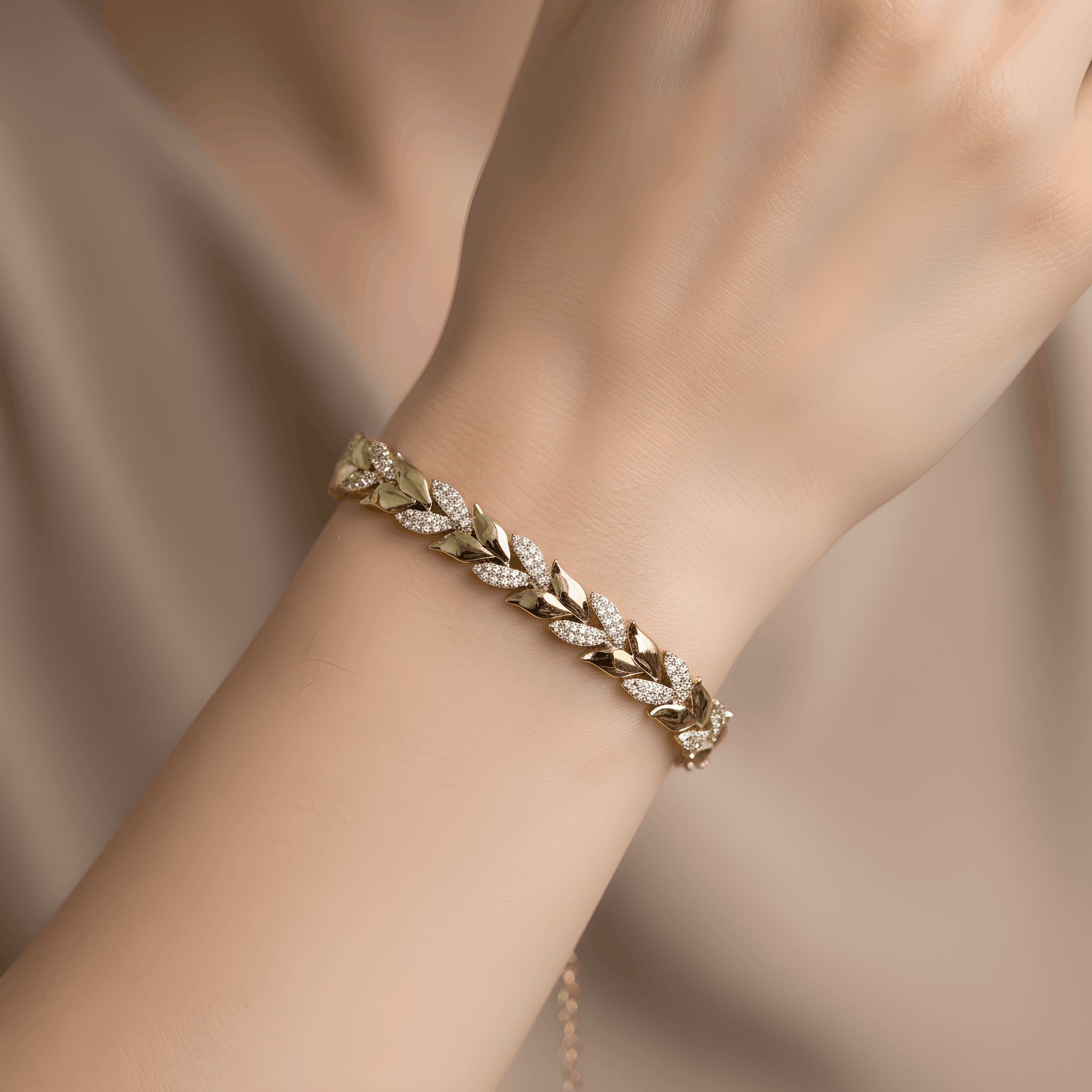 NuNu By Xuping Taşlı Yaprak Model Bileklik Gold