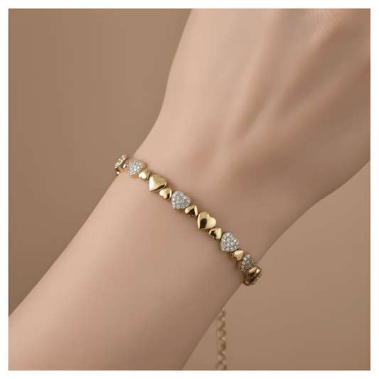 NuNu By Xuping Taşlı Kalp Detay Bileklik Gold