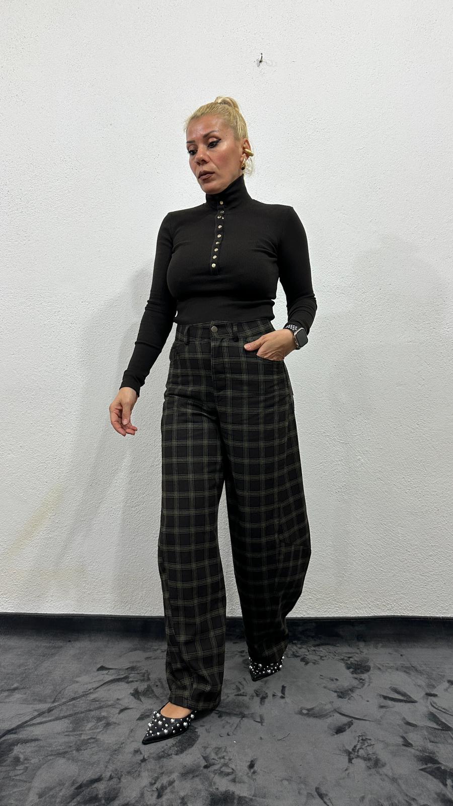 NuNU By Haki Ekose Balon Fit Kumaş Pantolon