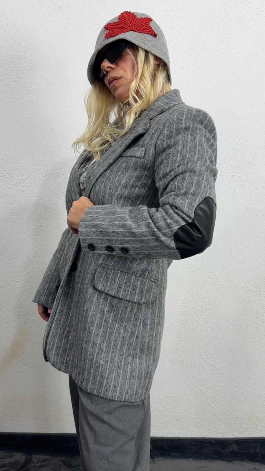 Gri Kırçıllı Kaşe Ceket