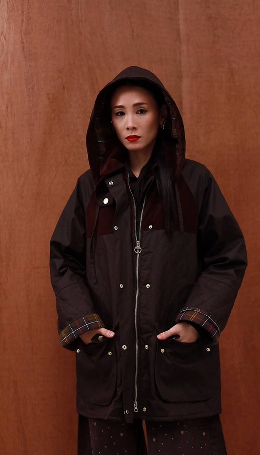 NuNu By Kahverengi Kapitone Kapüşonlu Kadife Detaylı Parka L