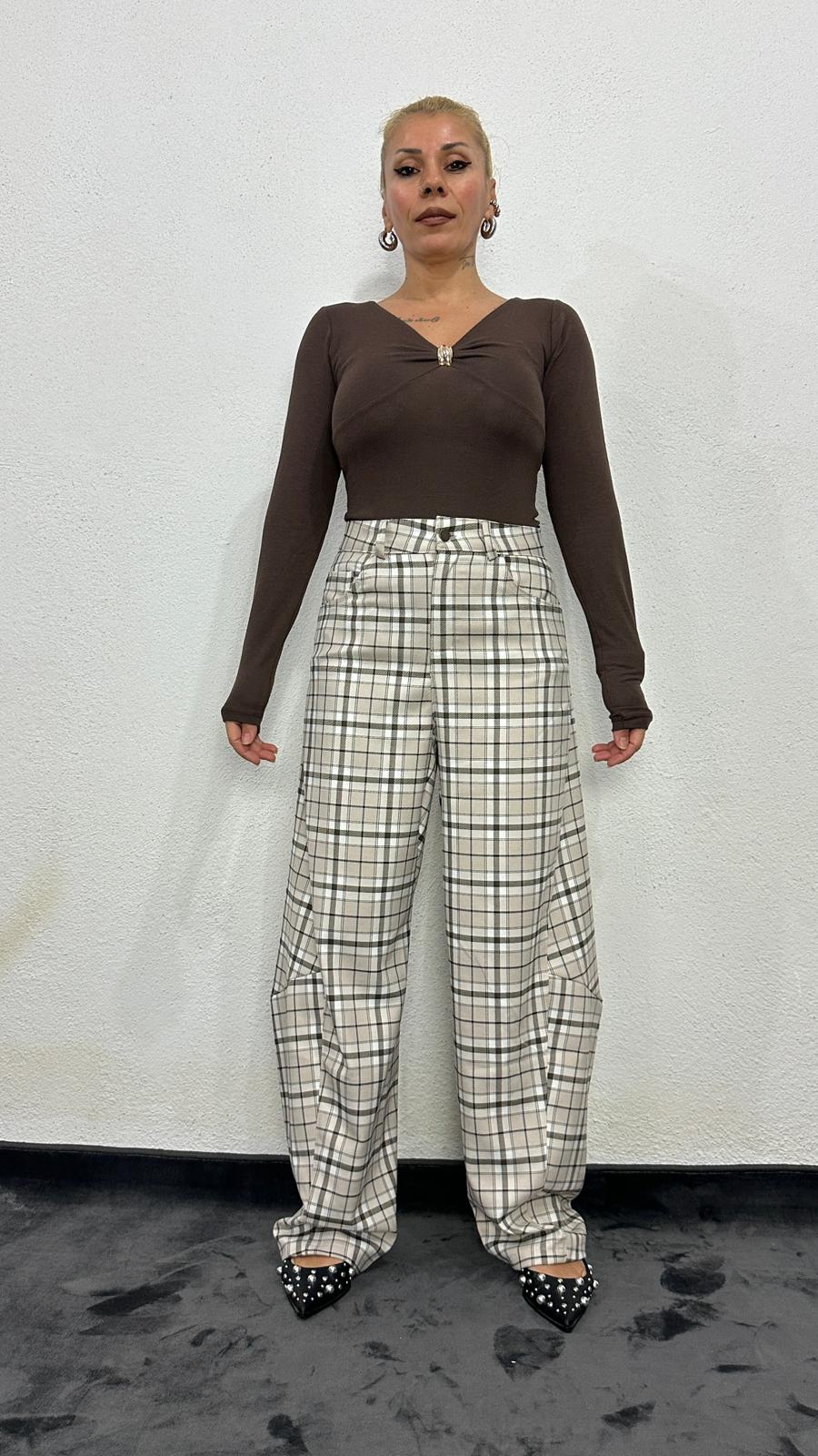 NuNU By Krem Ekose Balon Fit Kumaş Pantolon