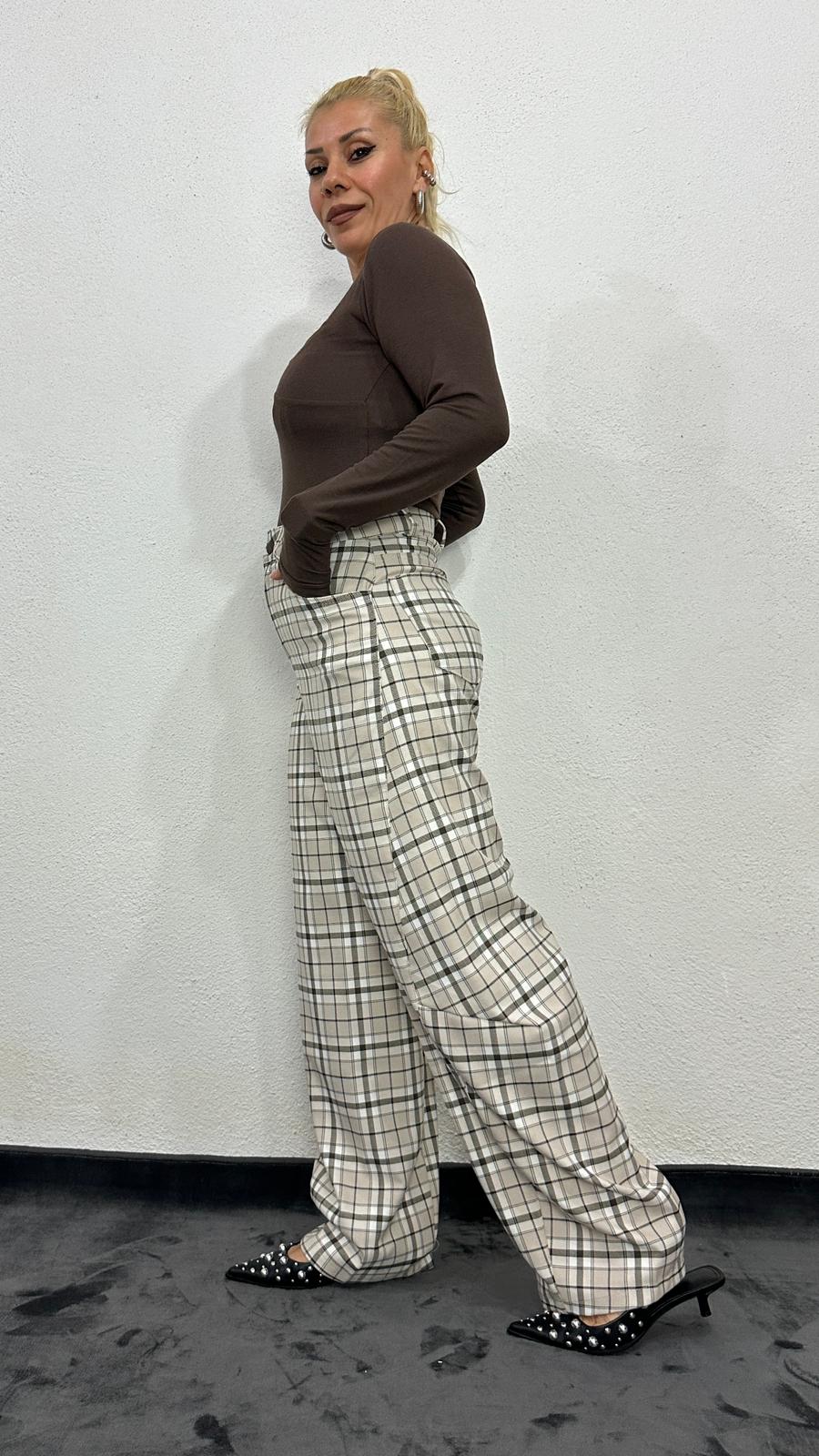 NuNU By Krem Ekose Balon Fit Kumaş Pantolon
