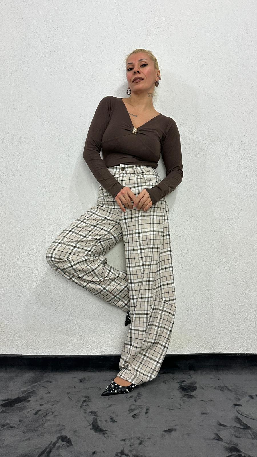 NuNU By Krem Ekose Balon Fit Kumaş Pantolon