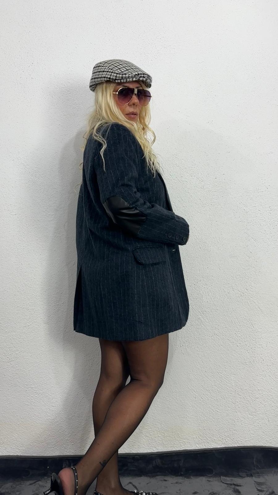 Lacivert Kırçıllı Kaşe Ceket