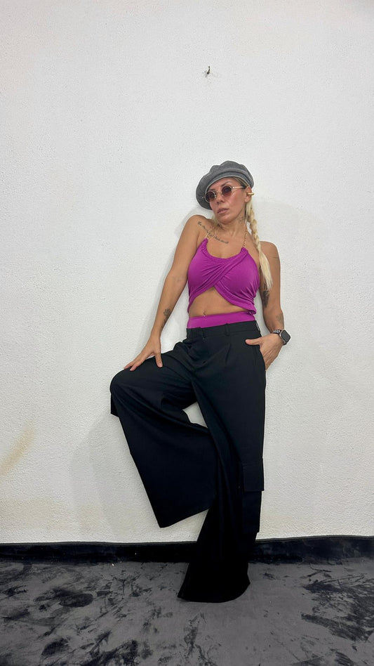 Lady’S Mor Zincir Detay Body Suit Bluz