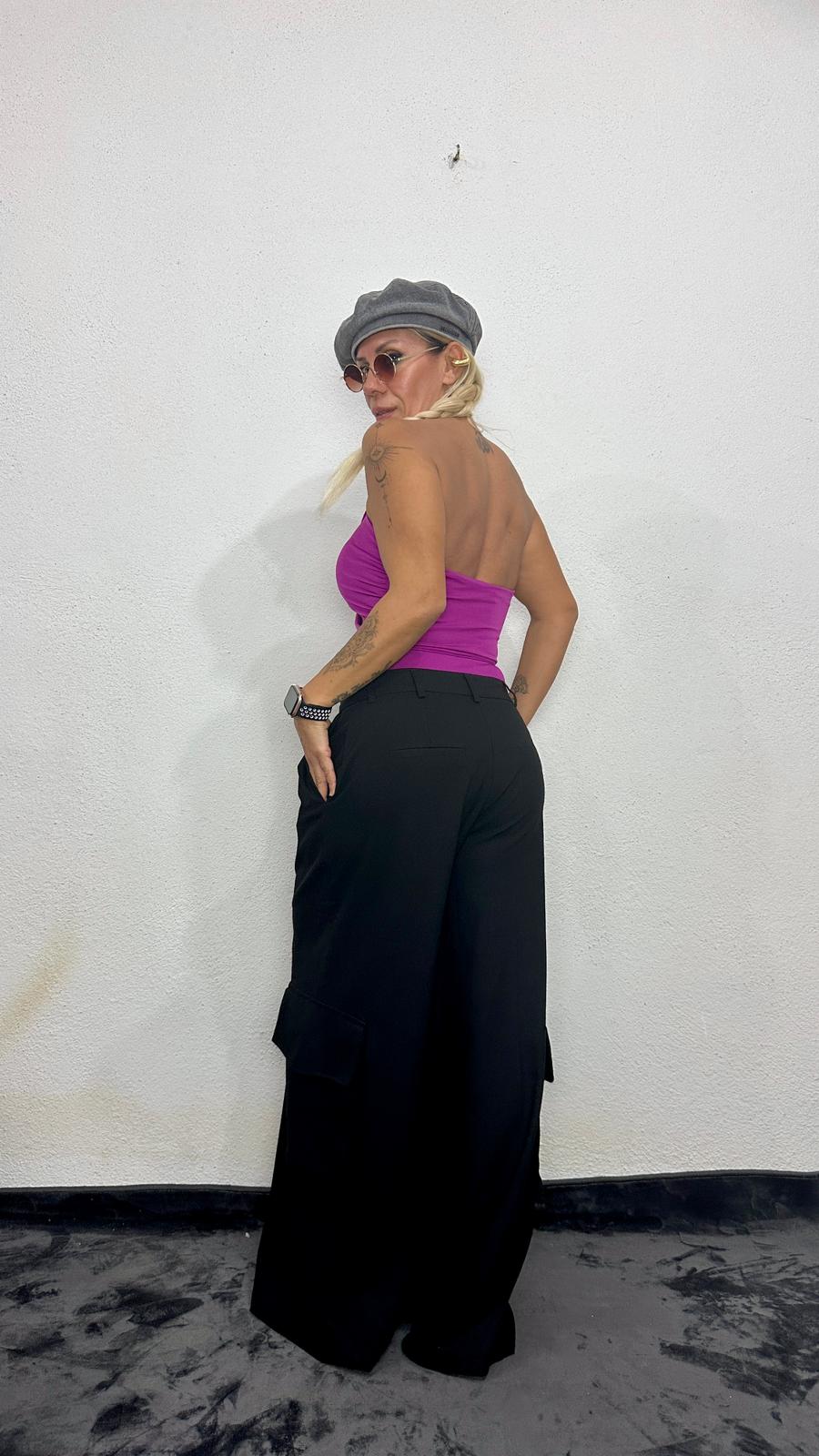 Lady’S Mor Zincir Detay Body Suit Bluz