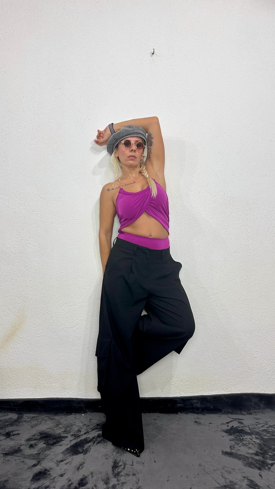 Lady’S Mor Zincir Detay Body Suit Bluz