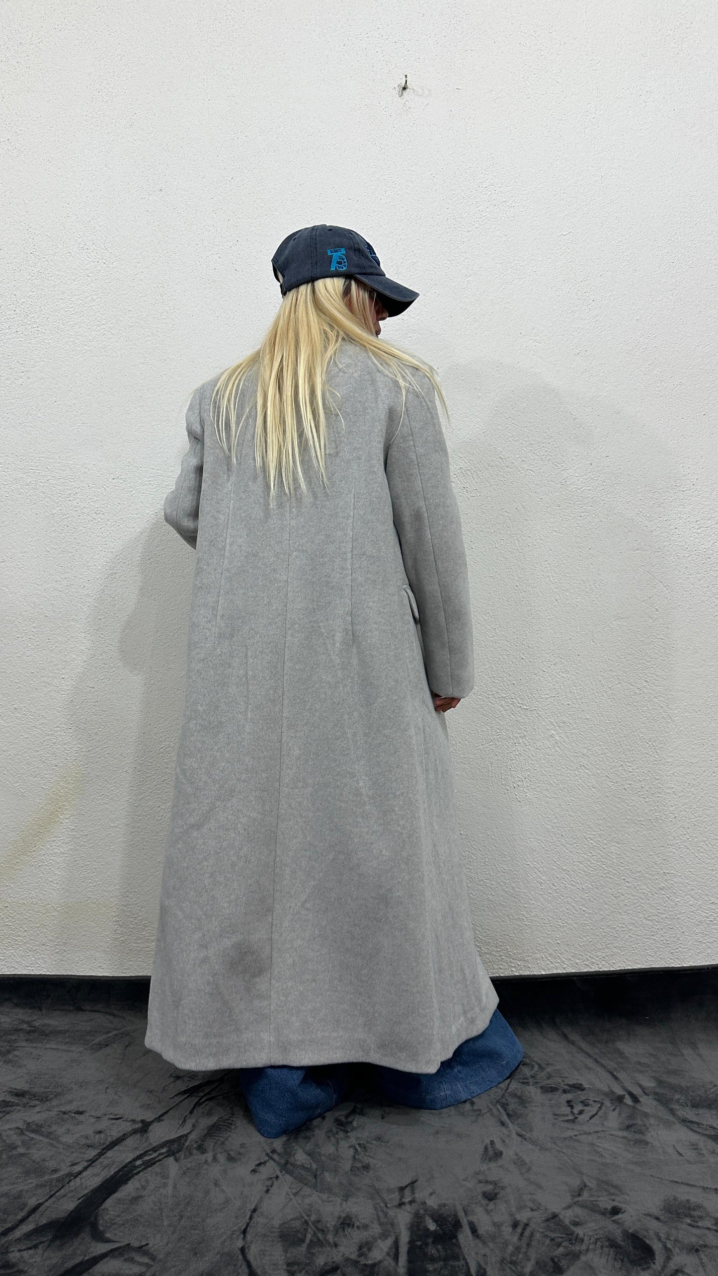 NuNu Açık Gri Özel Dokulu Ultra Premium Kaşe Kaban