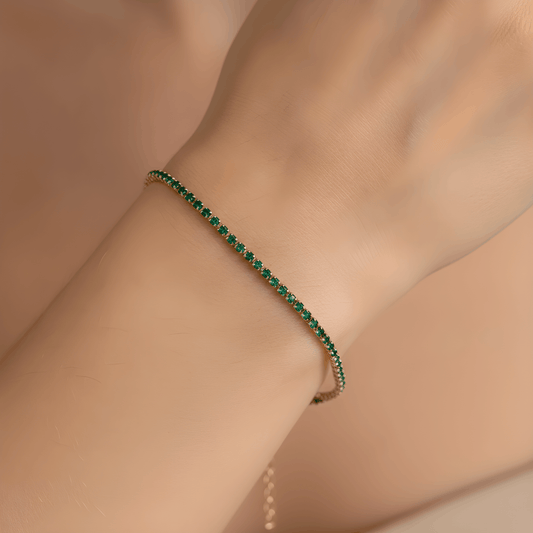 NuNu By Emerald Grace Xuping Yeşil Taşlı Su Yolu Bileklik Gold
