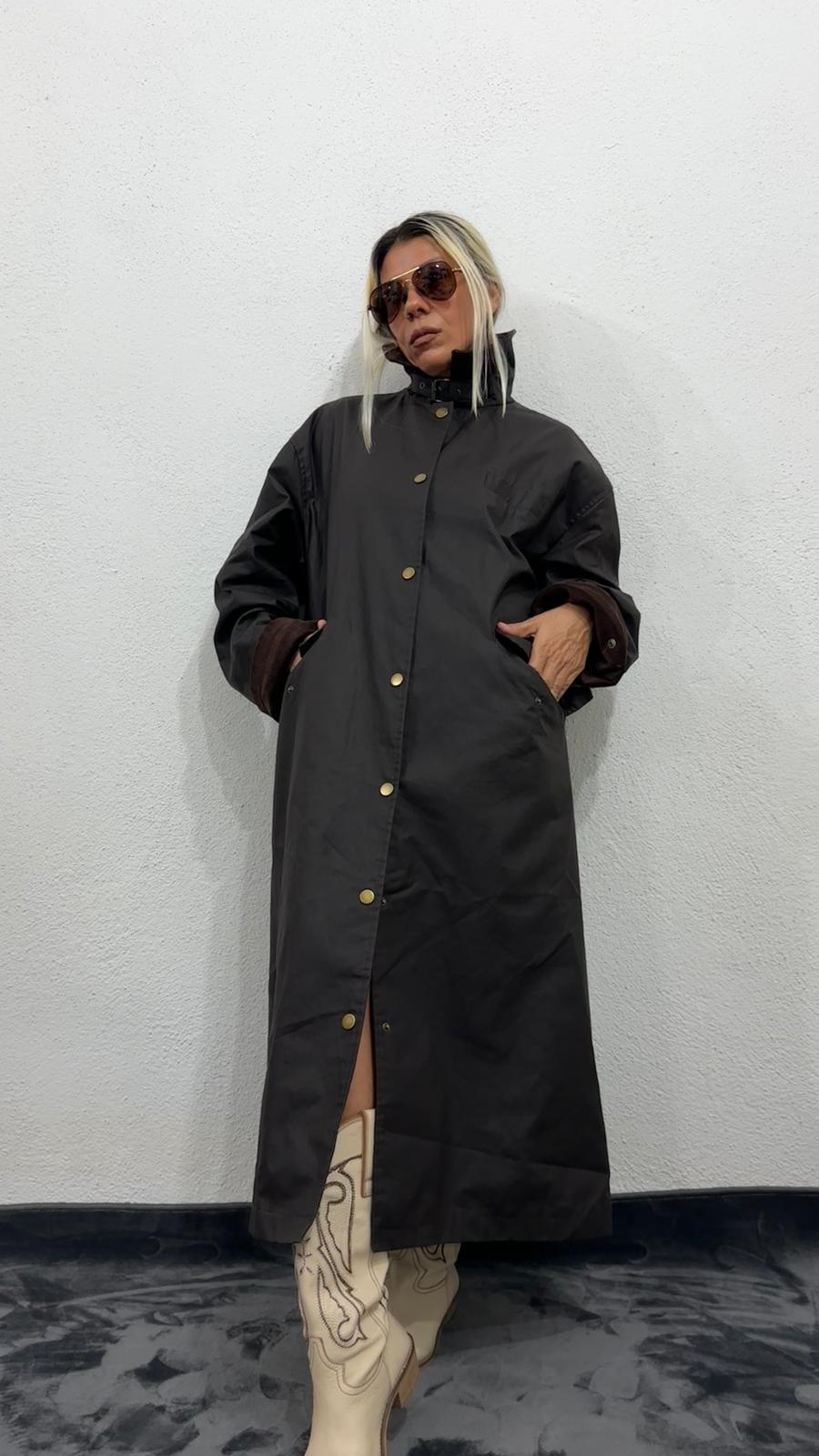 NuNu By Barbour İlhamlı Acı Kahve Oversize Uzun Mont