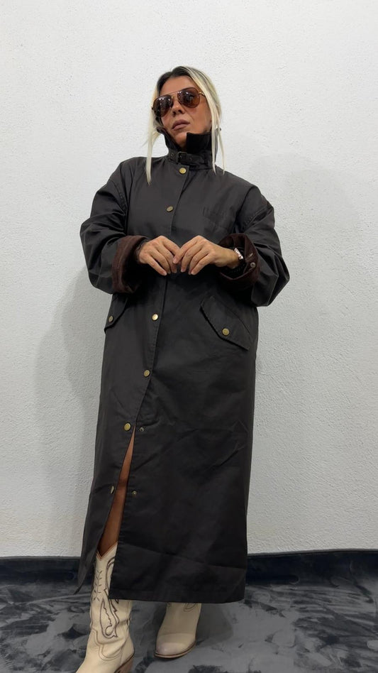 NuNu By Mumlu Görünümlü Acı Kahve Uzun Trench