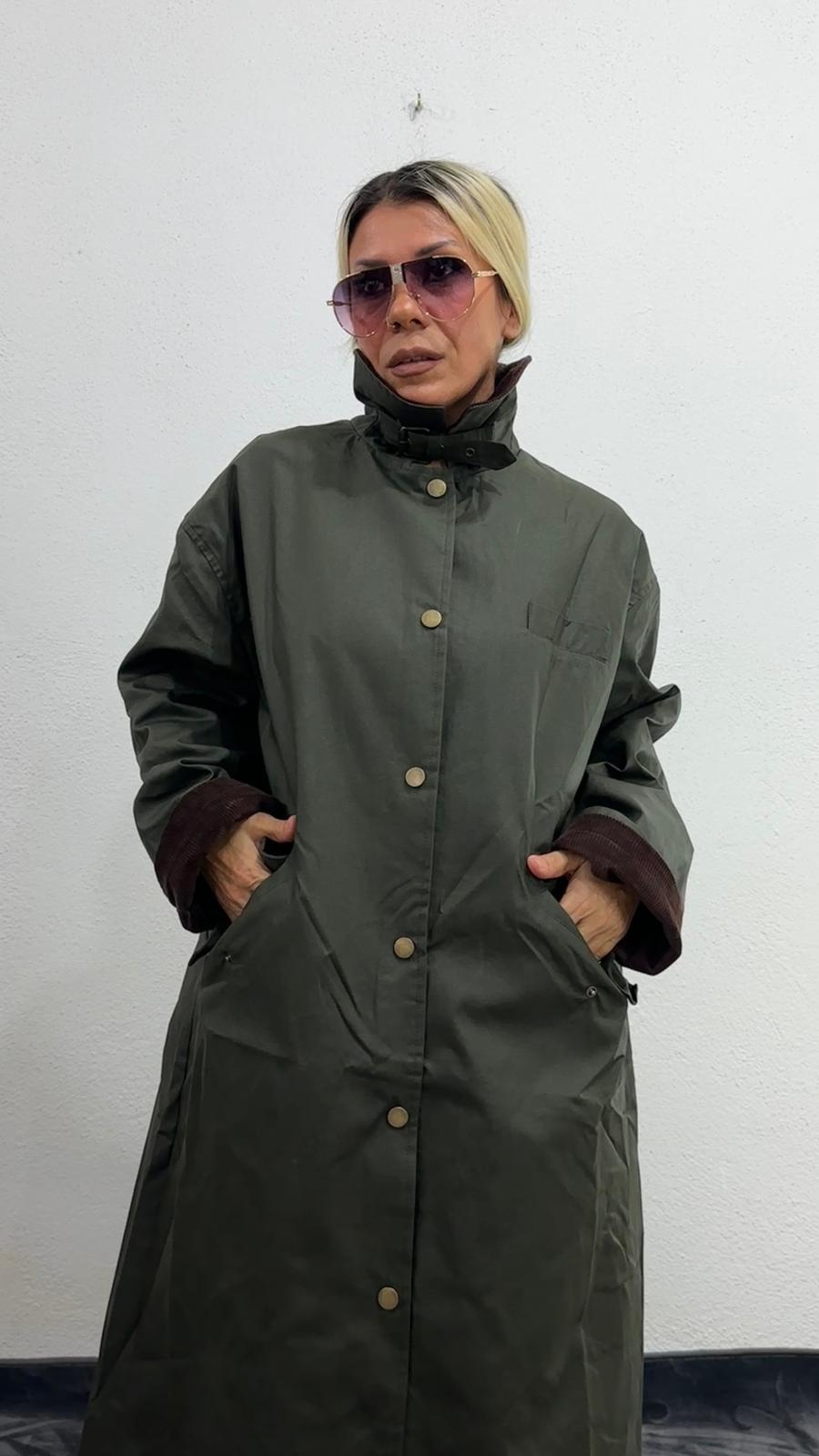 NuNu By Barbour İlhamlı Haki Oversize Uzun Mont