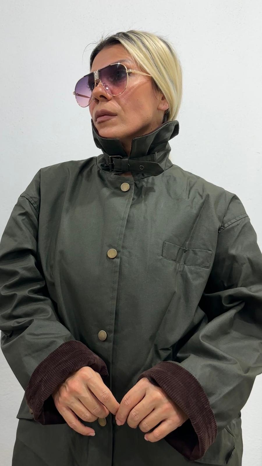 NuNu By Barbour İlhamlı Haki Oversize Uzun Mont