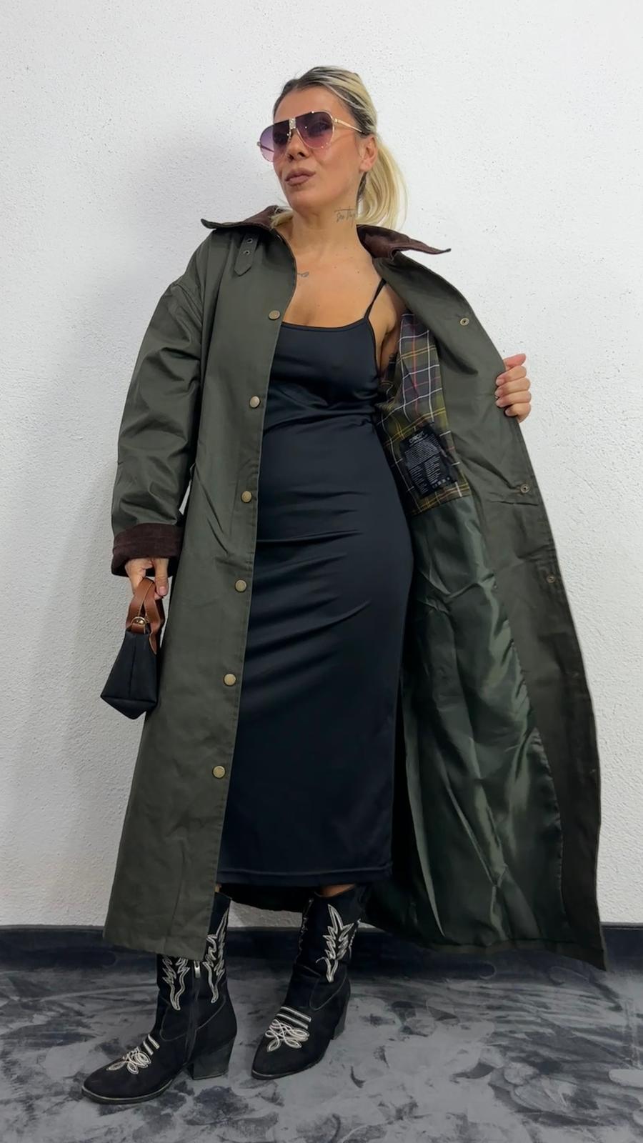 NuNu By Barbour İlhamlı Haki Oversize Uzun Mont