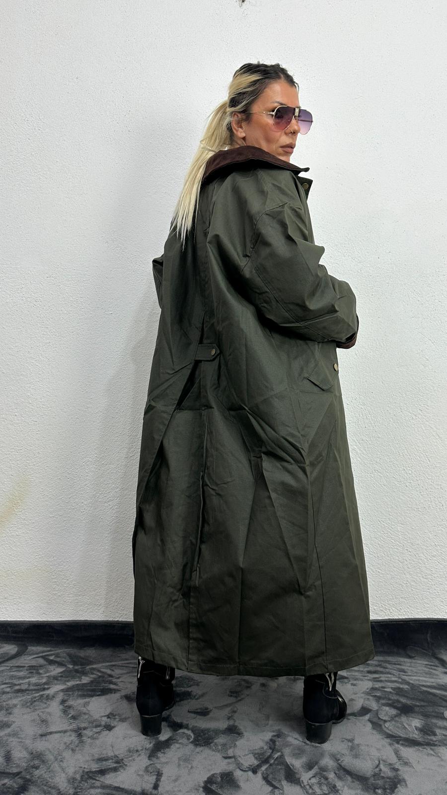 NuNu By Barbour İlhamlı Haki Oversize Uzun Mont