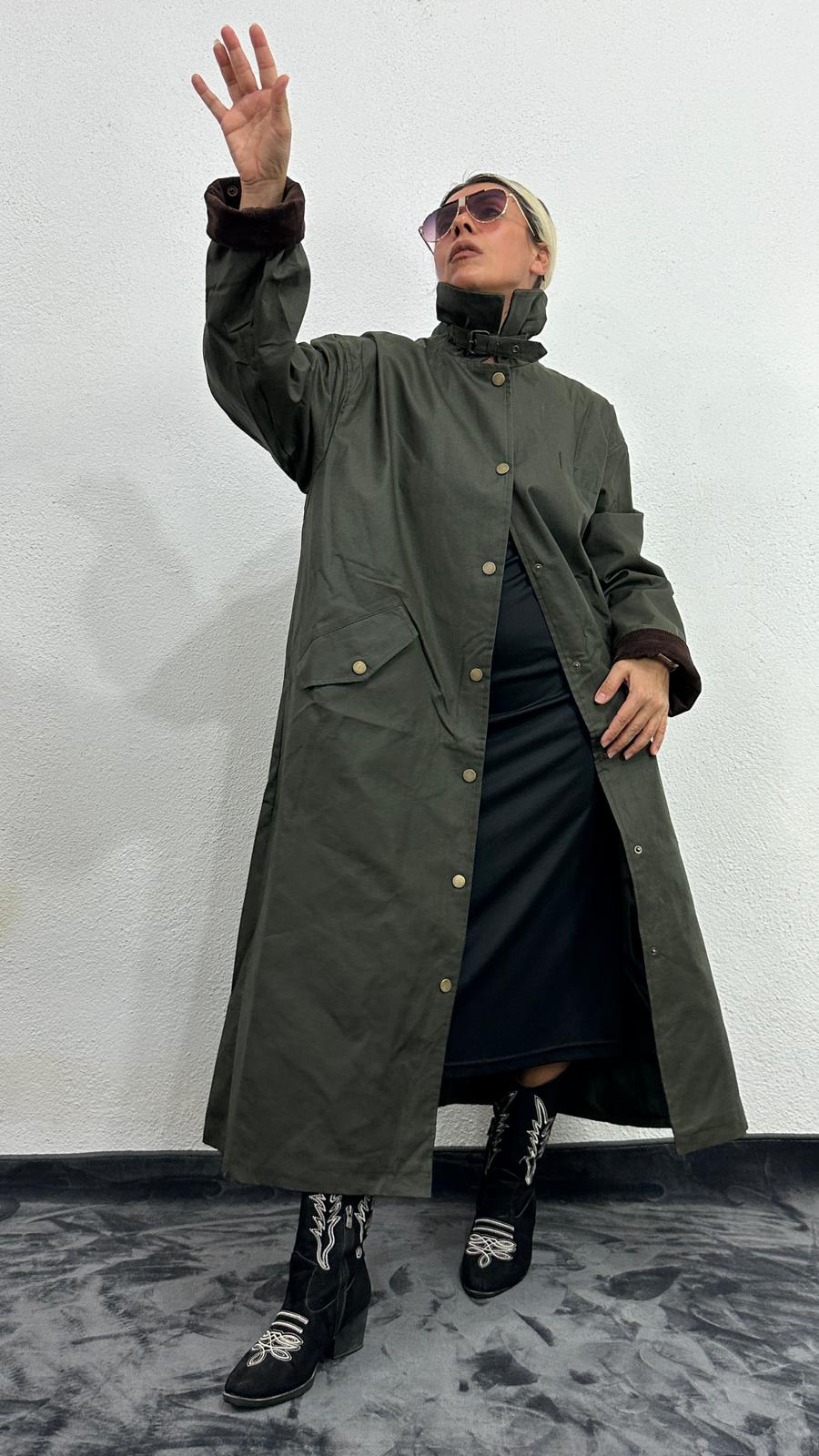 NuNu By Barbour İlhamlı Haki Oversize Uzun Mont