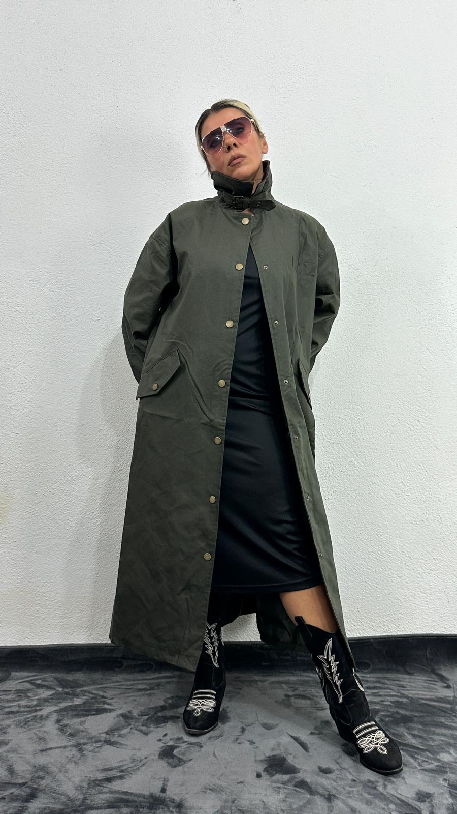 NuNu By Barbour İlhamlı Haki Oversize Uzun Mont