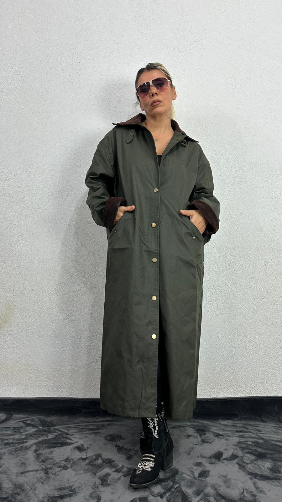 NuNu By Barbour İlhamlı Haki Oversize Uzun Mont