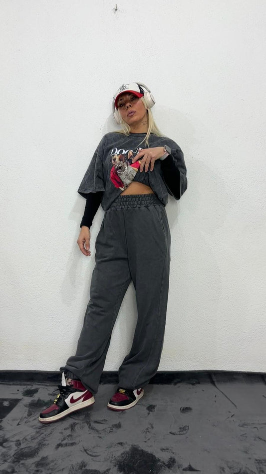 NuNu By Basic Oversize Antrasit Yıkama Joger Eşofman L