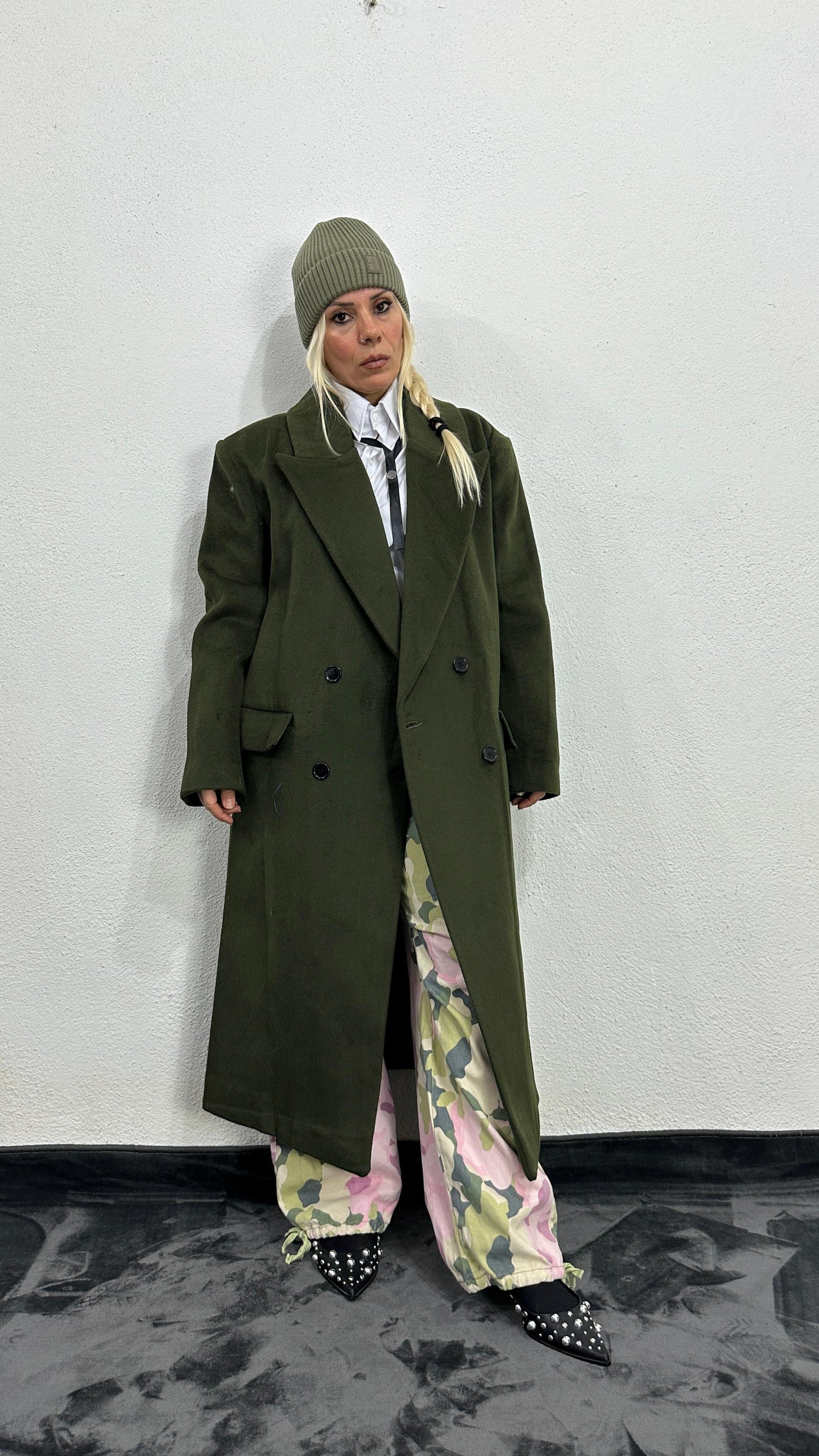 NuNu By Berlin Oversize Haki Kaşe Kaban