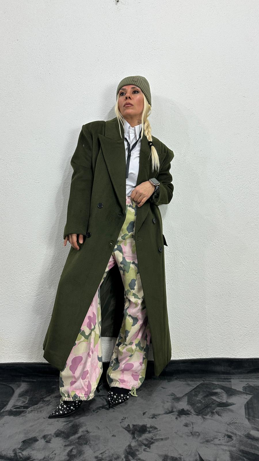 NuNu By Berlin Oversize Haki Kaşe Kaban