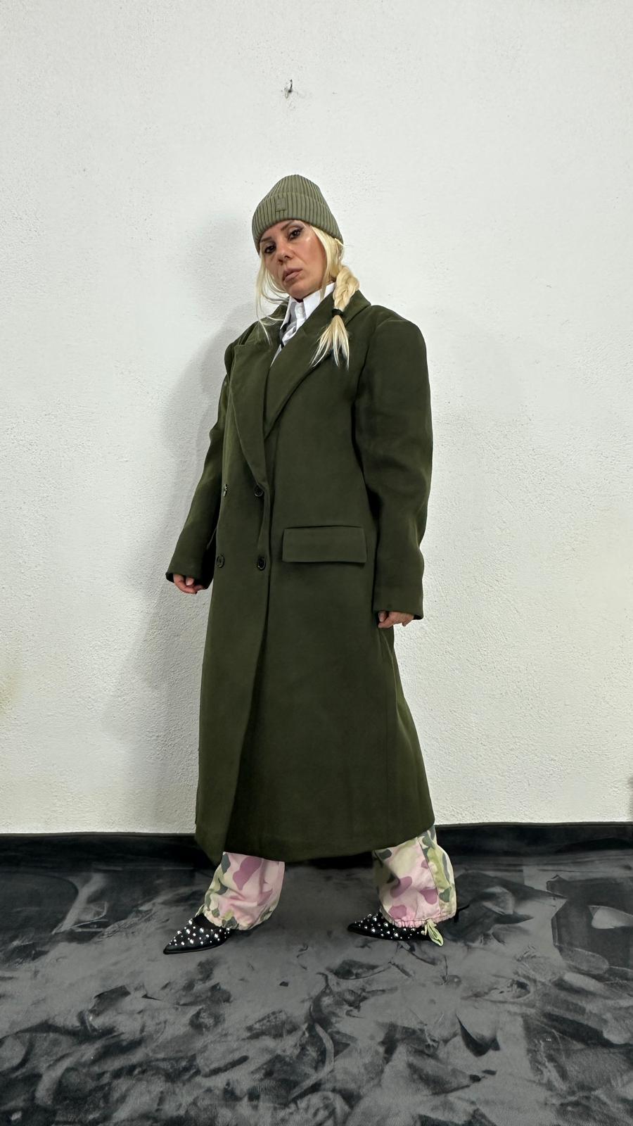 NuNu By Berlin Oversize Haki Kaşe Kaban