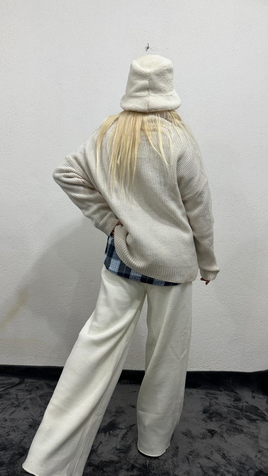 Nunu By Cosy Comfort Krem Polo Yaka Fermuarlı Kazak