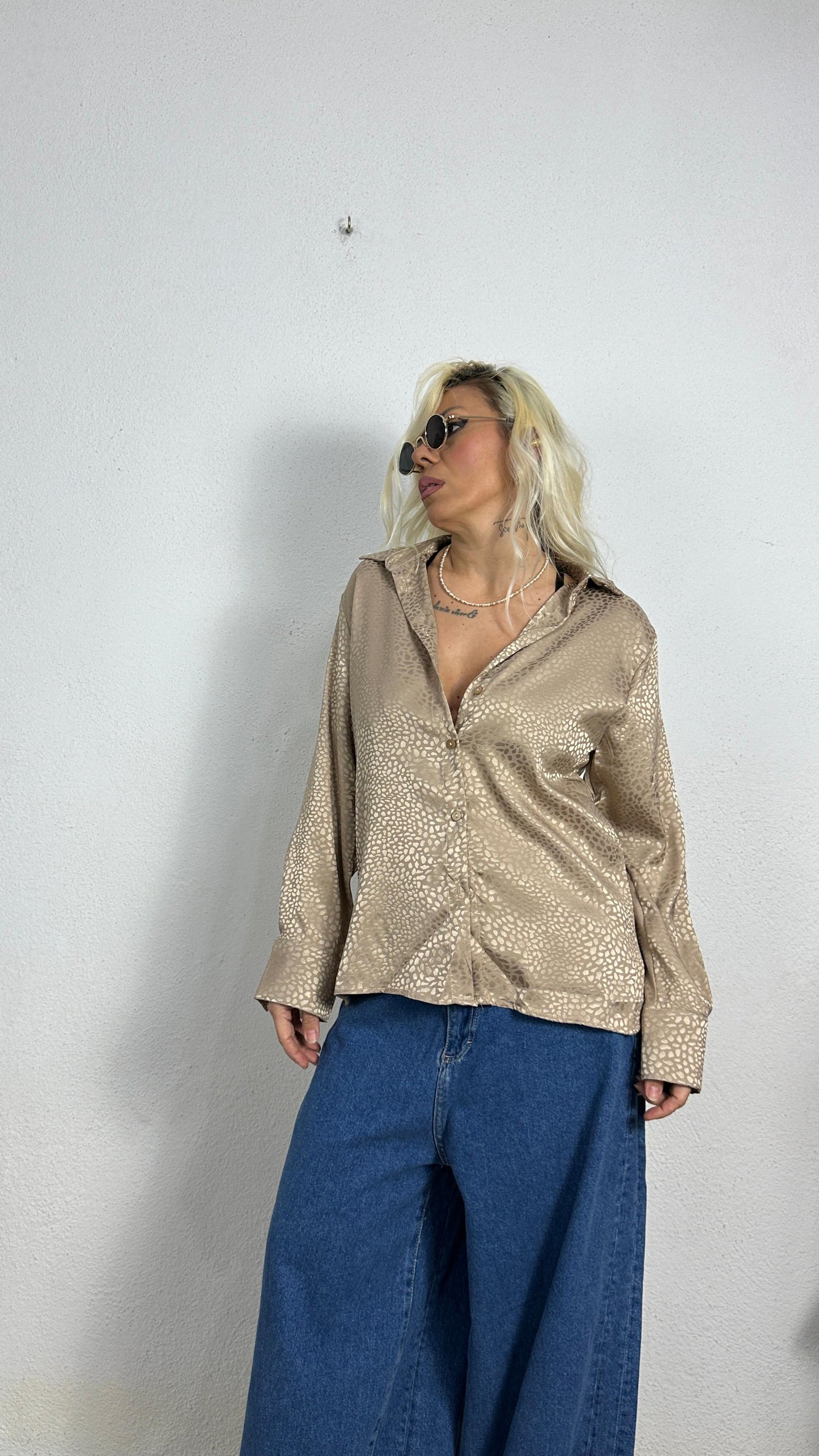 Nunu By Croc Chic Bej Saten Gömlek