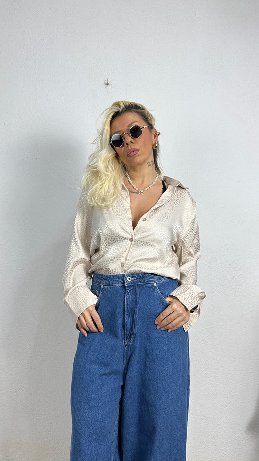 Nunu By Croc Chic Krem Saten Gömlek