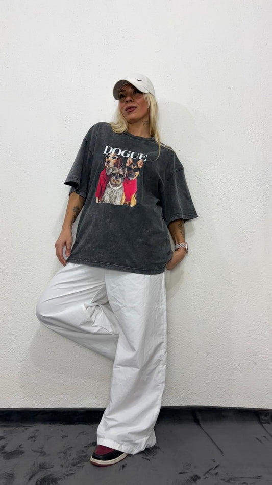 NuNu By Dogue Antrasit Yıkama Oversize T-Shirt