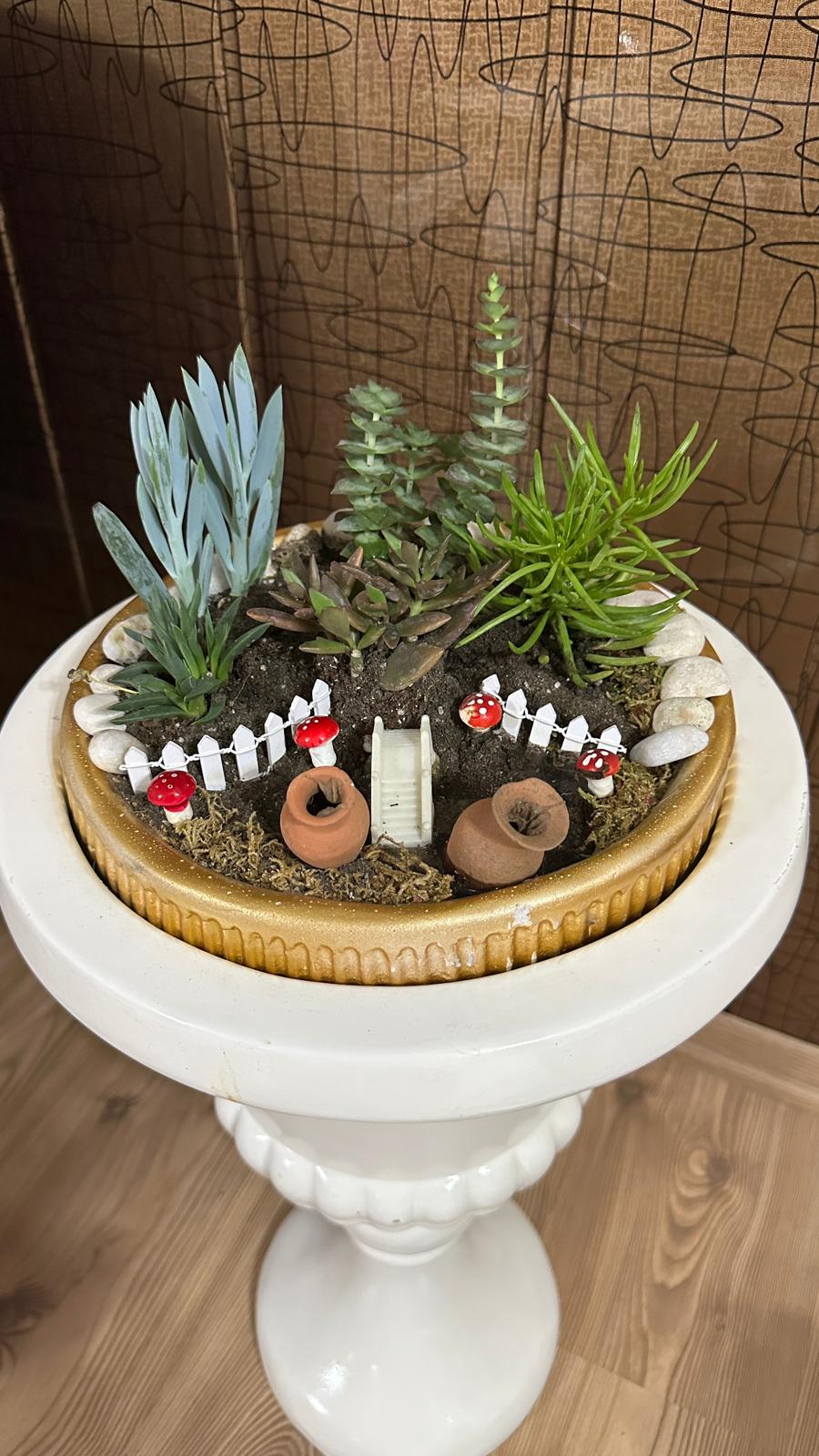 NuNu By Fairy Moss Gold Saksı Teraryum – Minyatür Bahçe Dekoru