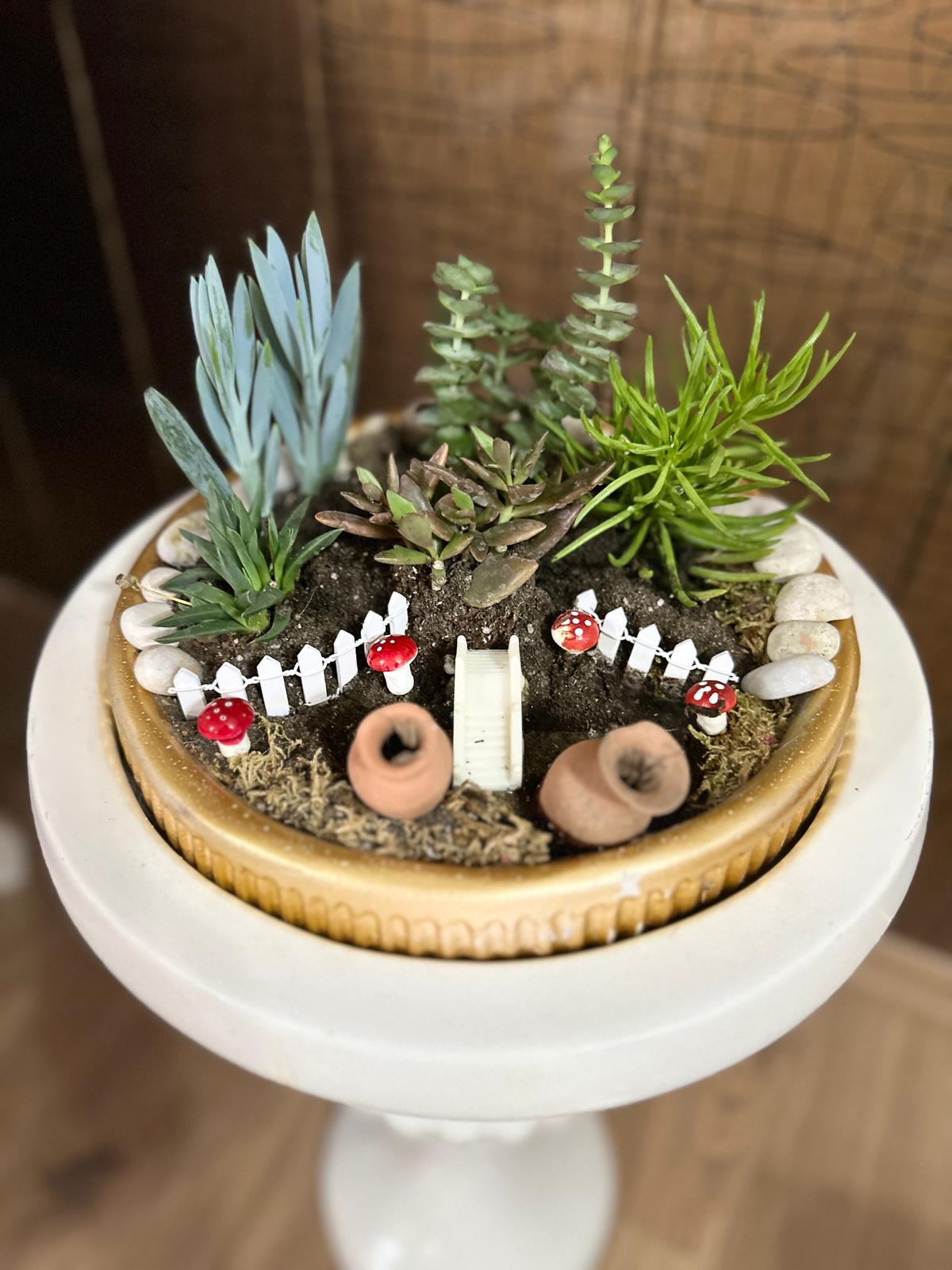 NuNu By Fairy Moss Gold Saksı Teraryum – Minyatür Bahçe Dekoru