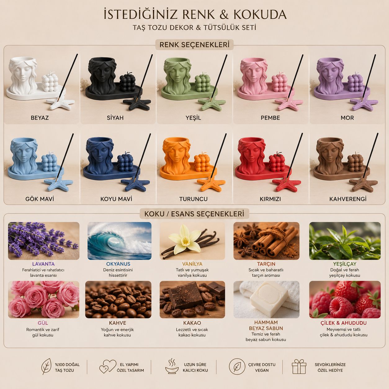 NuNu By Flora Muse Tasarım Dekor Seti Taş