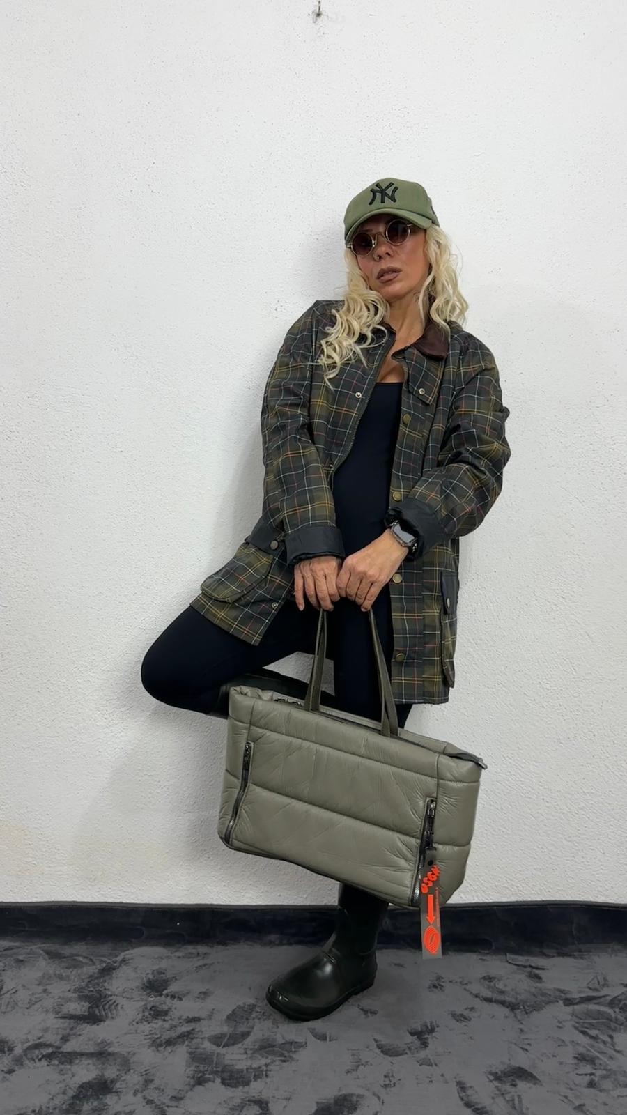 NuNu By Haki Kadife Yakalı Ekose Trençkot