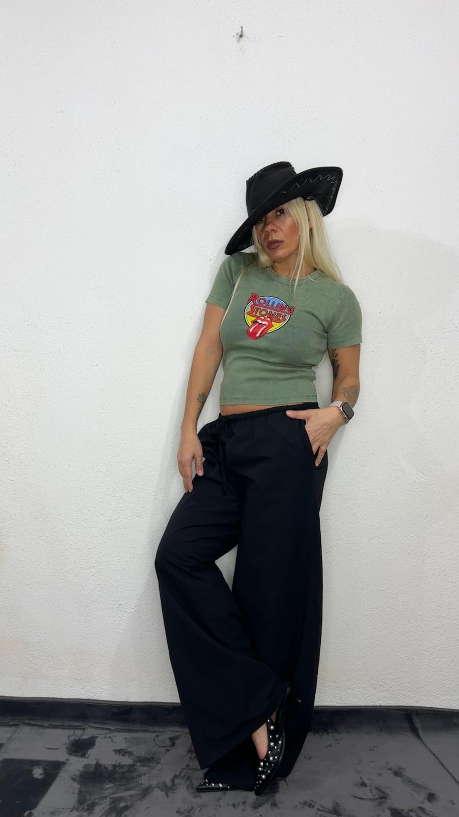 NuNu By Haki Rolling Stones Baskılı Crop Tshirt