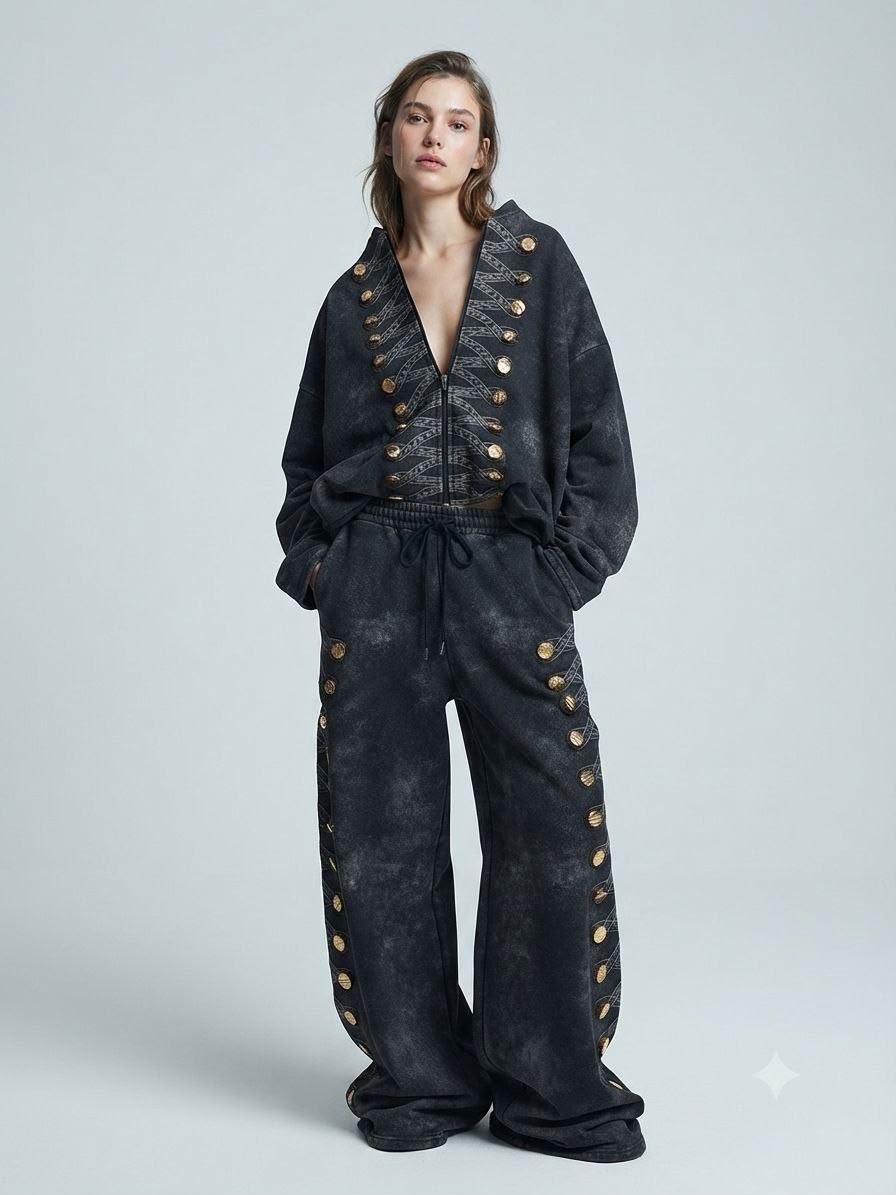 NuNu By Imperial Gold Oversize Kadın Eşofman Takımı Siyah