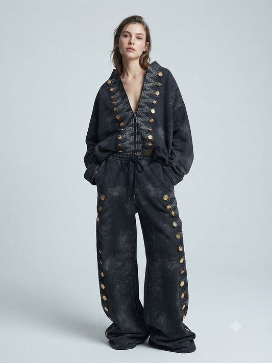 NuNu By Imperial Gold Oversize Kadın Eşofman Takımı Siyah