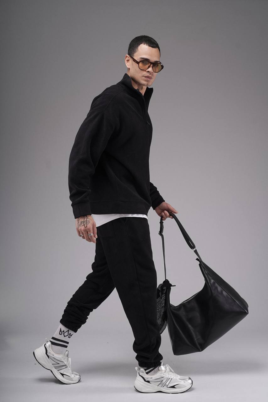 NuNu By King Oversize Siyah Erkek Polar Eşofman Takımı