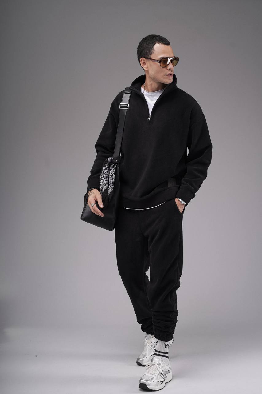 NuNu By King Oversize Siyah Erkek Polar Eşofman Takımı