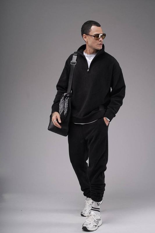 NuNu By King Oversize Siyah Erkek Polar Eşofman Takımı