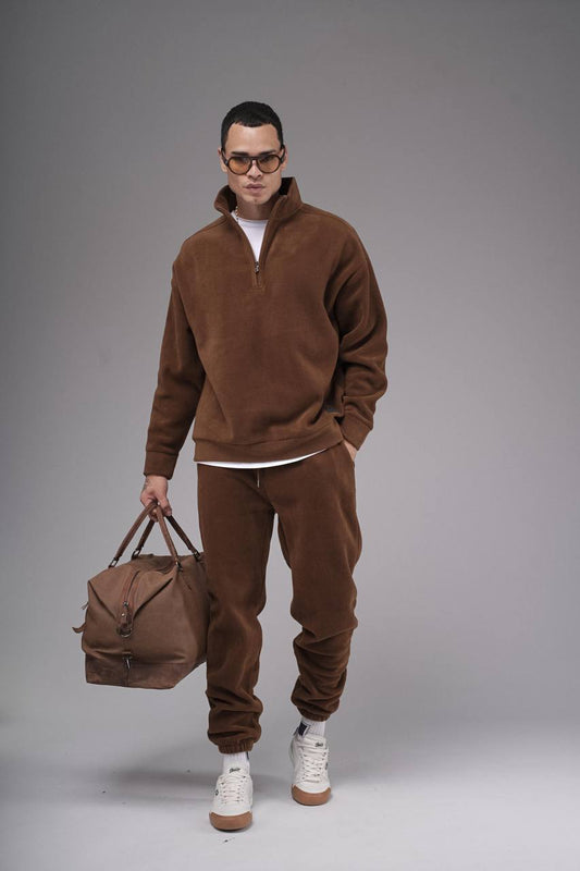 NuNu By King Oversize Taba Erkek Polar Eşofman Takımı