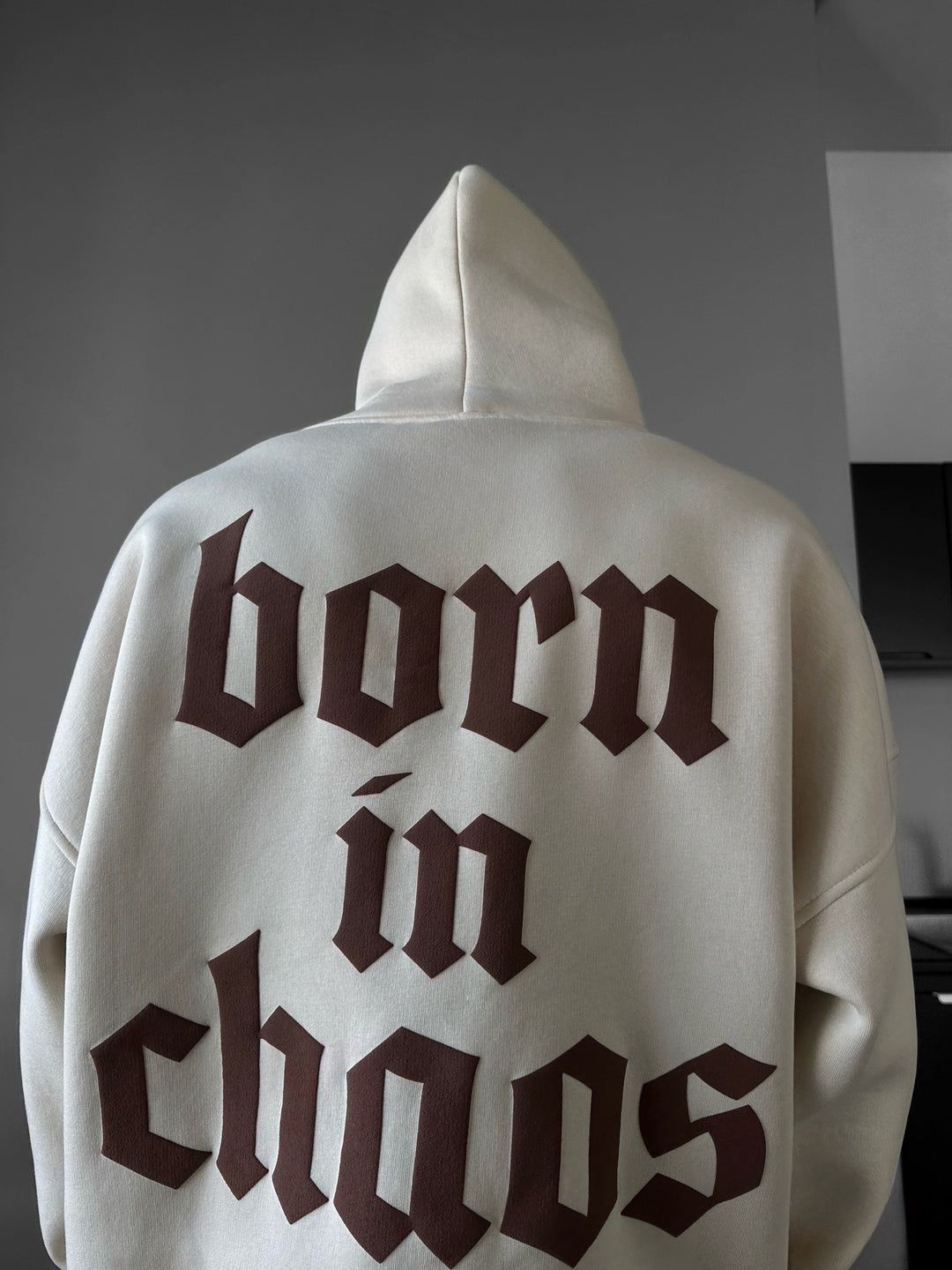 NuNu By Lagos Born in Chaos Bej Erkek Kapüşonlu Sweatshirt