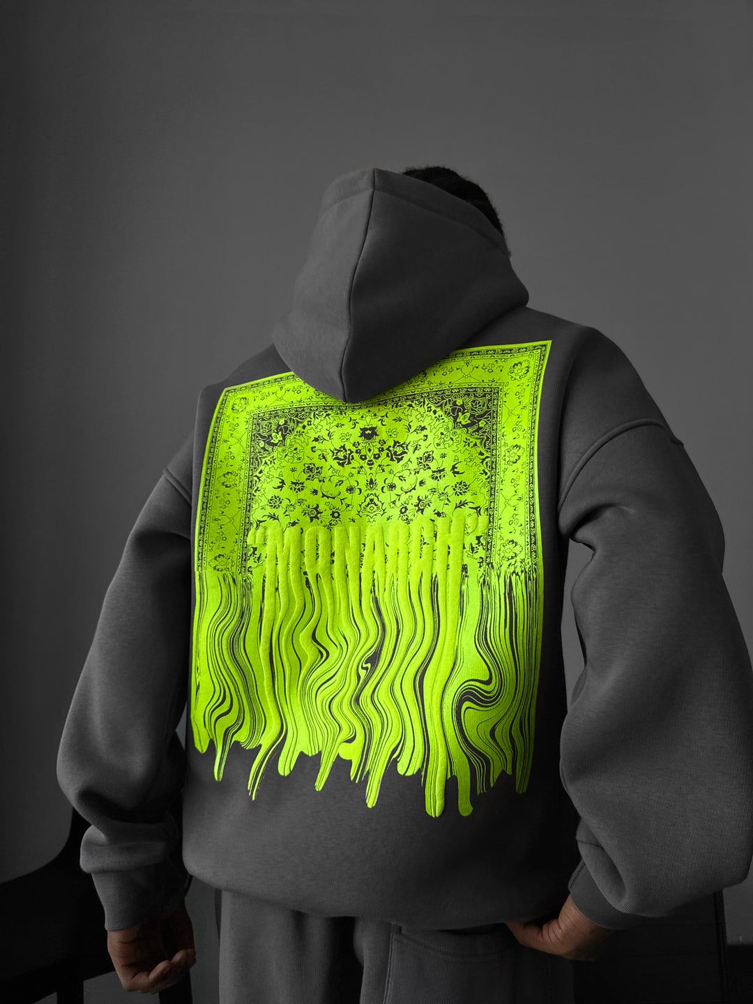 NuNu By Lagos Monarch Oversize Gri Erkek Kapüşonlu Sweatshirt