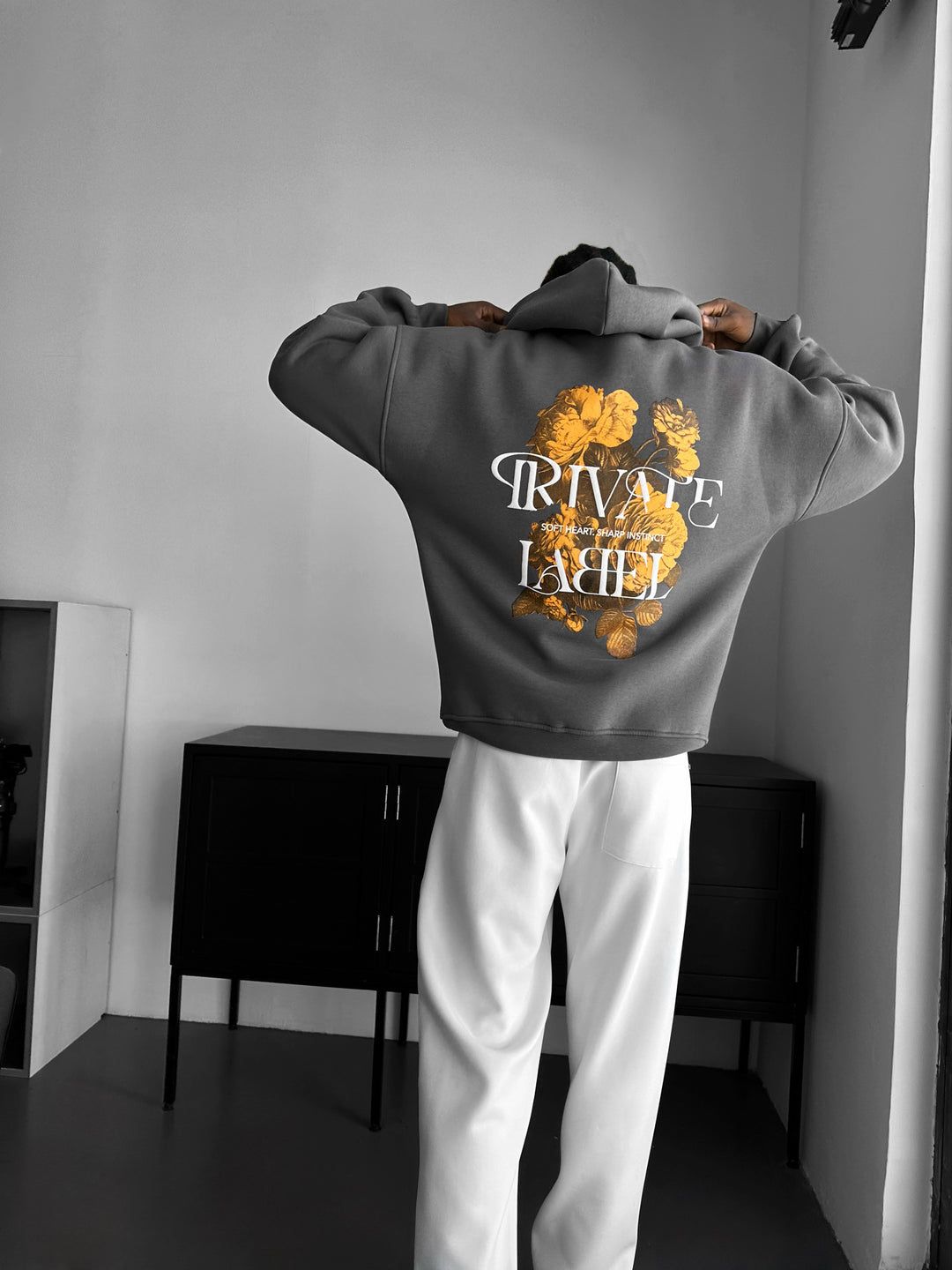 NuNu By Lagos Rivate Label Gri Erkek Kapüşonlu Sweatshirt