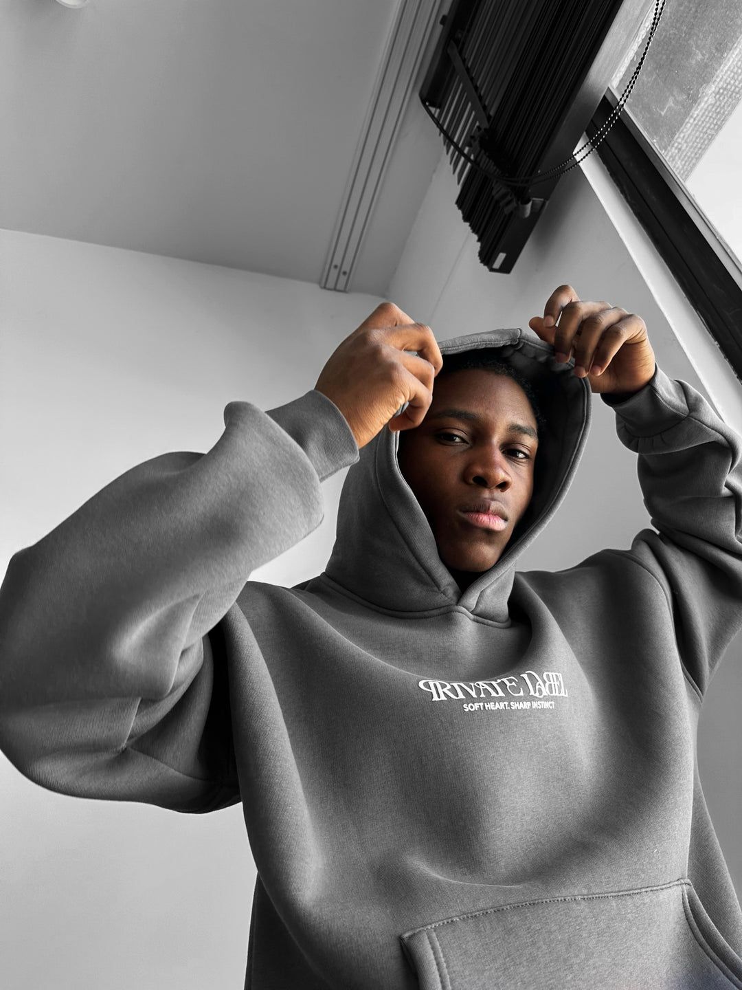 NuNu By Lagos Rivate Label Gri Erkek Kapüşonlu Sweatshirt