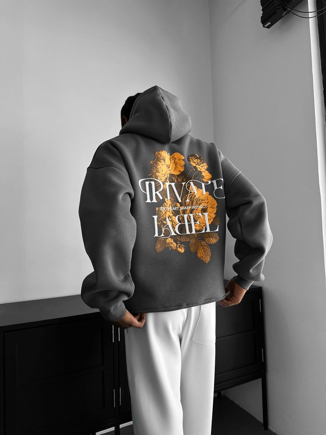 NuNu By Lagos Rivate Label Gri Erkek Kapüşonlu Sweatshirt