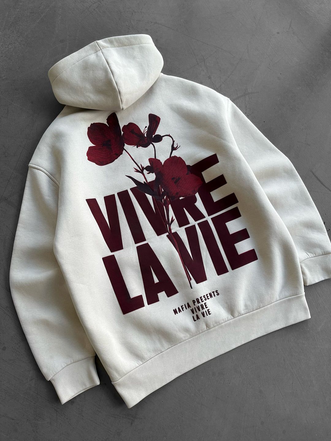 NuNu By Lagos Vivre La Vie Oversize Bej Erkek Kapüşonlu Sweatshirt