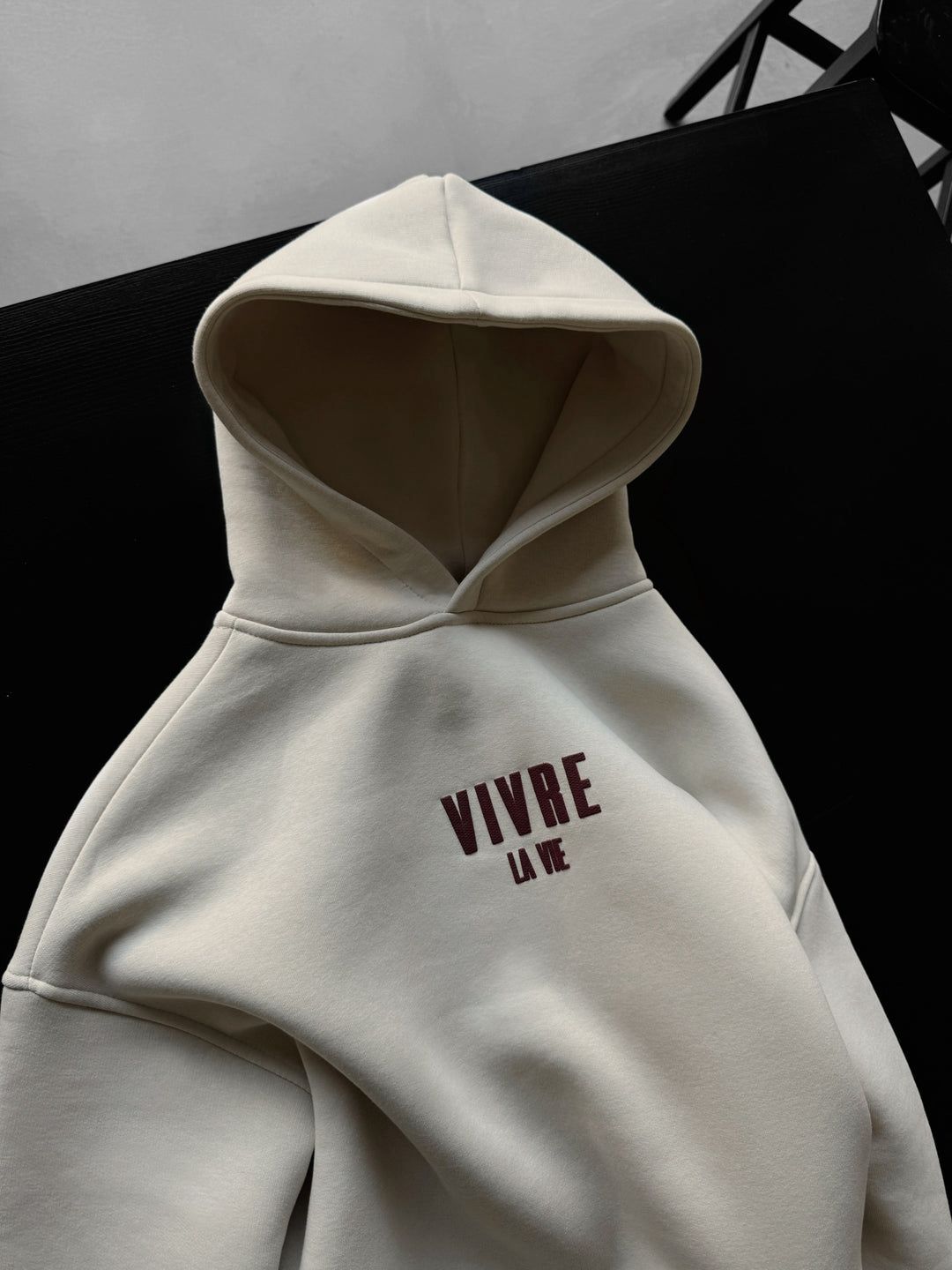 NuNu By Lagos Vivre La Vie Oversize Bej Erkek Kapüşonlu Sweatshirt