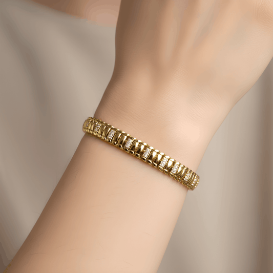 NuNu By Lime Taşlı Tasarım Xuping Bileklik Gold